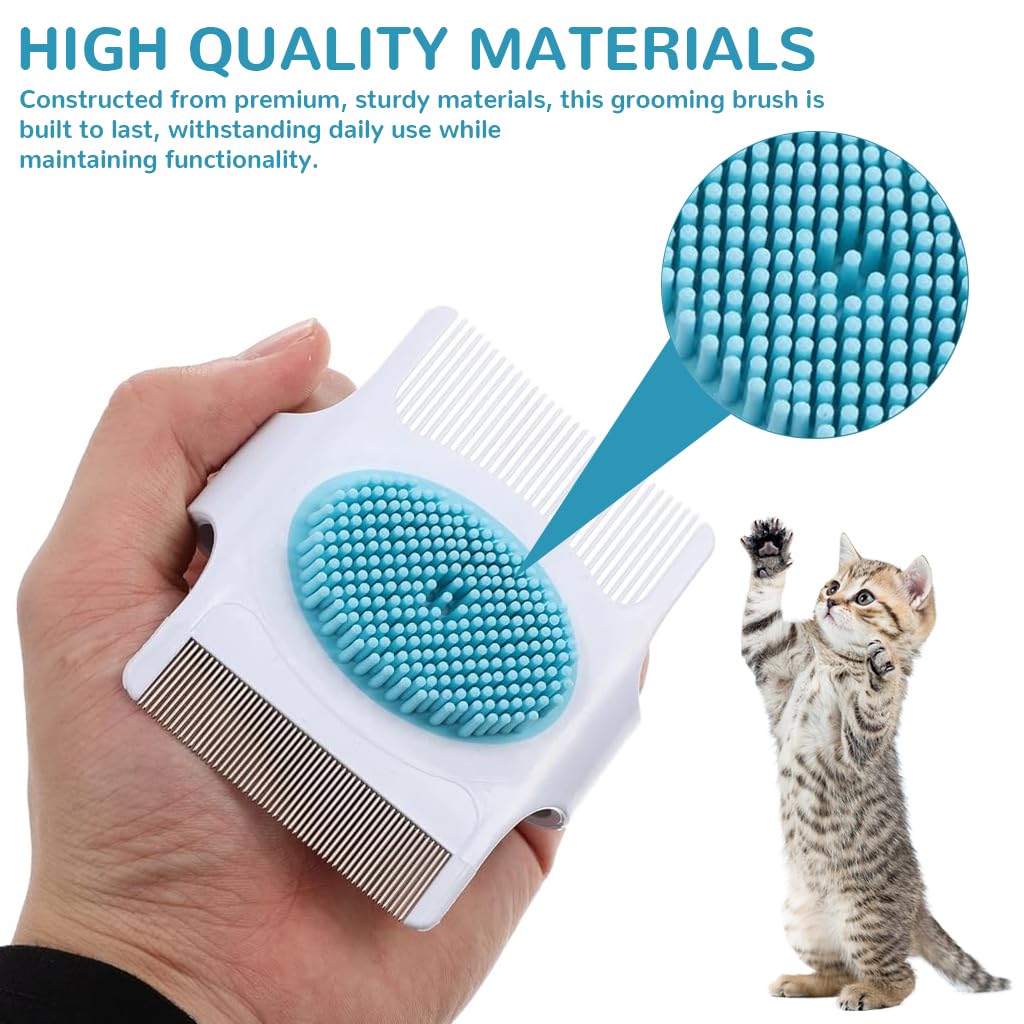 Qpets Cats Grooming Brush, Multi in One Grooming Brush for Cat Dual Head Grooming Brush Deshedding Hair Brush Cat Bathing Brush