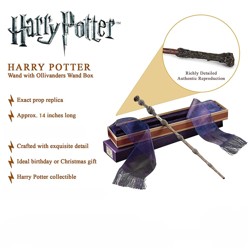 PATPAT Harry Potter Wands with Ollivanders Wand Box,Premium Polyresin & Metal,Party Costume Accessory for Halloween Cosplay Masquerade Christmas Gifts - Dumbledore (Multicolor)
