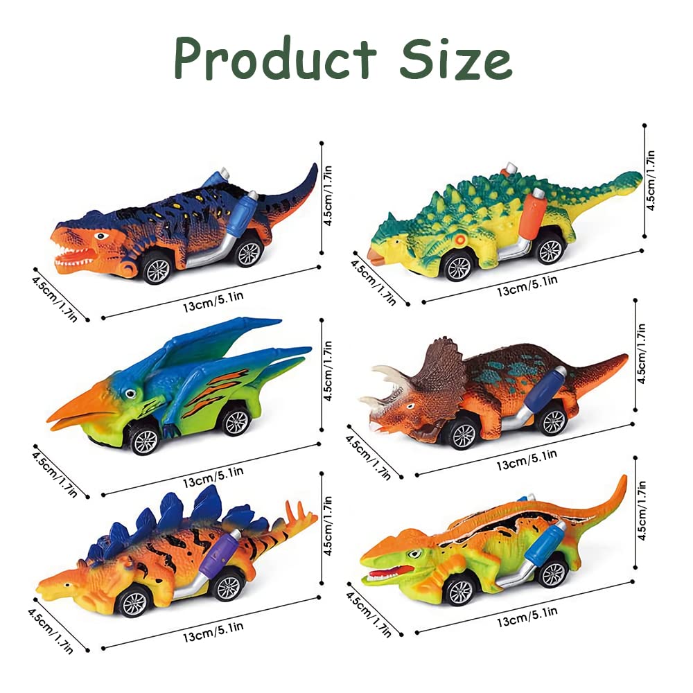 PATPAT Kids Dinosaur Toys Pull Back Cars, 6PCS Dinosaur Toys for 2 3 4 5 Year Old Boys Girls, Boy Toys for 3-5 Years Old, Dinosaur Car Toy Set, Kids Christmas Birthday Gifts (Multicolor)