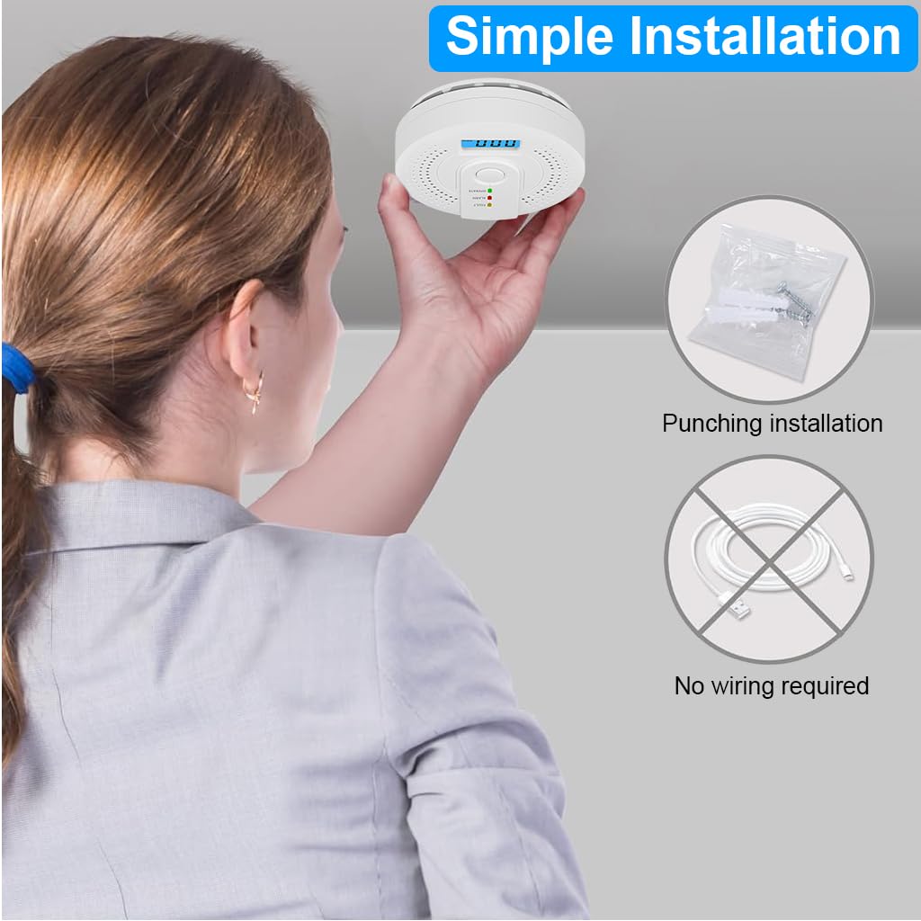 HASTHIP 3 Pack Carbon Monoxide Detectors CO Alarm Detector Carbon Monoxide Alarm with LCD Digital Display&LED Lights, 85DB Loud Carbon Monoxide Alarm Detector for Kitchen, Room (Battery Not Included)