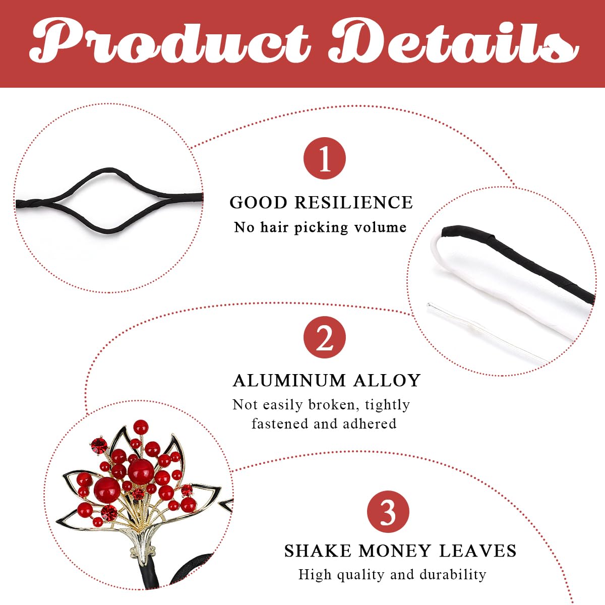 PALAY Hair Bun Accessories for Women Red Pearl Easy Hair Bun Maker for Hair Metal Bun Clips for Hair Stylish Flower Twist Bun Shaper for Women Ladies Daily, Party, Wedding
