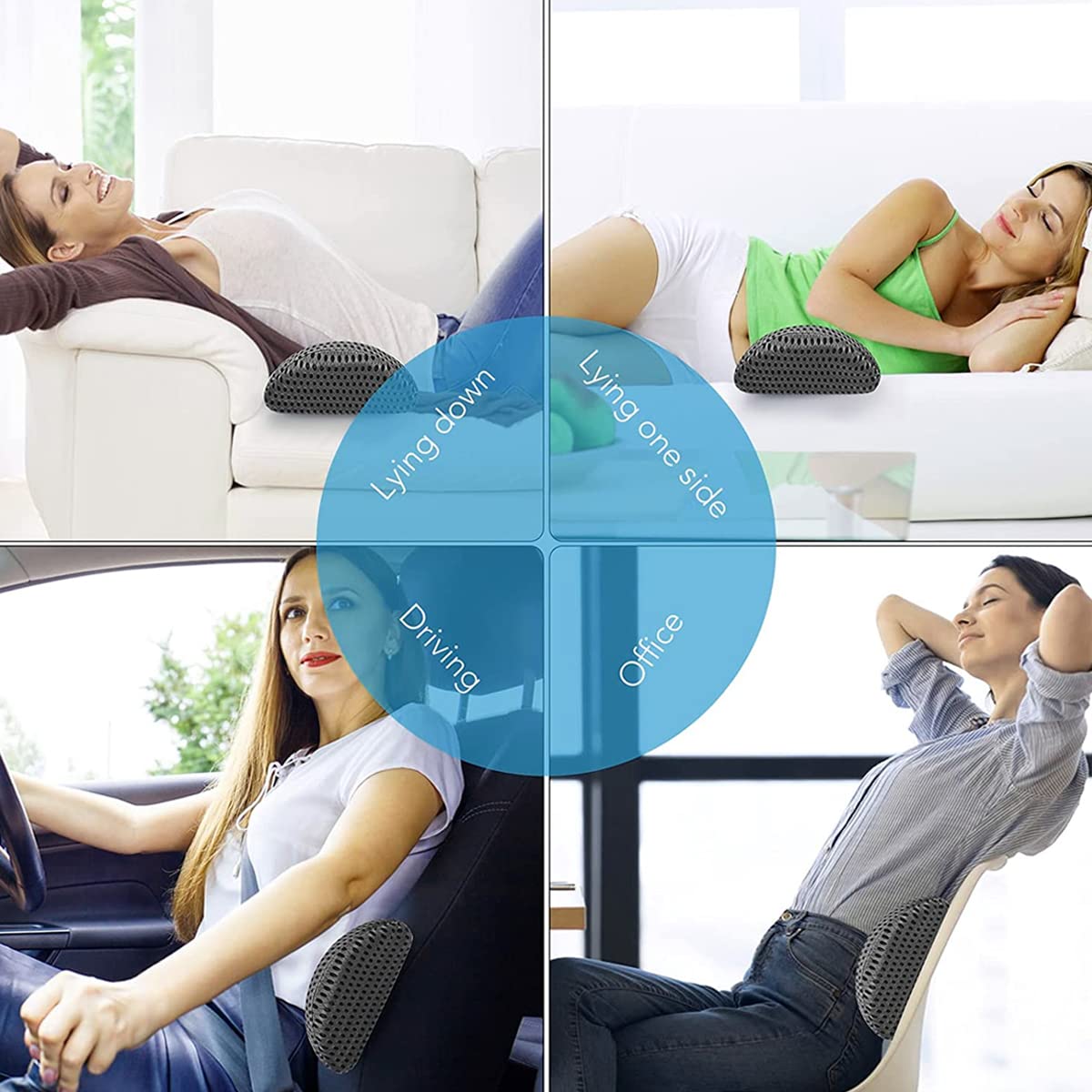 HANNEA Lumbar Support Pillow for Sleeping Ergonomic Back Pillow Lumbar Pillow for Low Back Pain Relief, Memory Foam Back Support Cushion for Bed, Office Chair, Car Seat, Grey