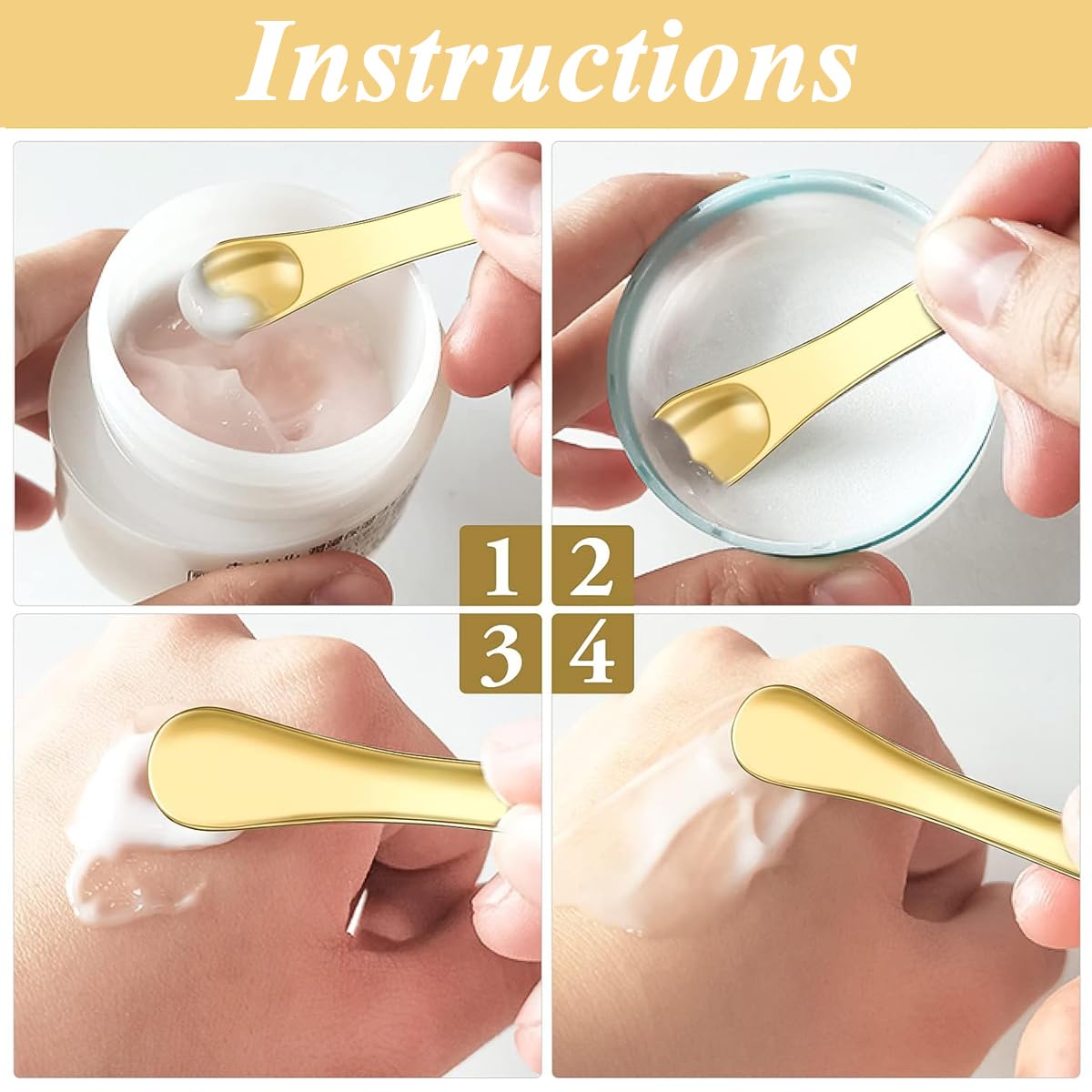 MAYCREATE 3Pcs Mini Metal Cosmetic Skincare Spatula, Mask facial Reusable Spoon, Makeup Beauty Spoons for Facial Cosmetic for Face Mask Cream Lotions Moisturizers