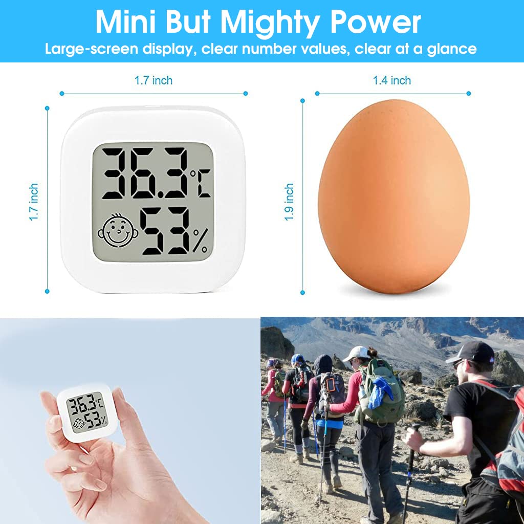 Supvox Mini Indoor Thermometer and Hygrometer LCD Digital Display Accurate Temperature Monitor Meter,for Home,Indoor Green House,Office
