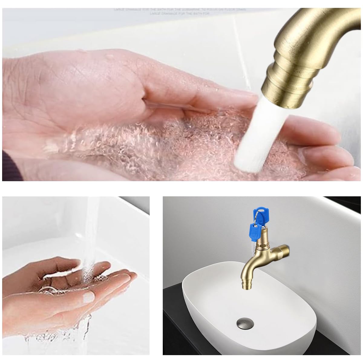 HASTHIP Safety Water Faucet with 2 Keys Heavy Duty Brass Faucet Key Lock Faucet Key-Operated Faucet for Public Facilities, Prevent Unauthorized Use, Universal Key Lock Faucet