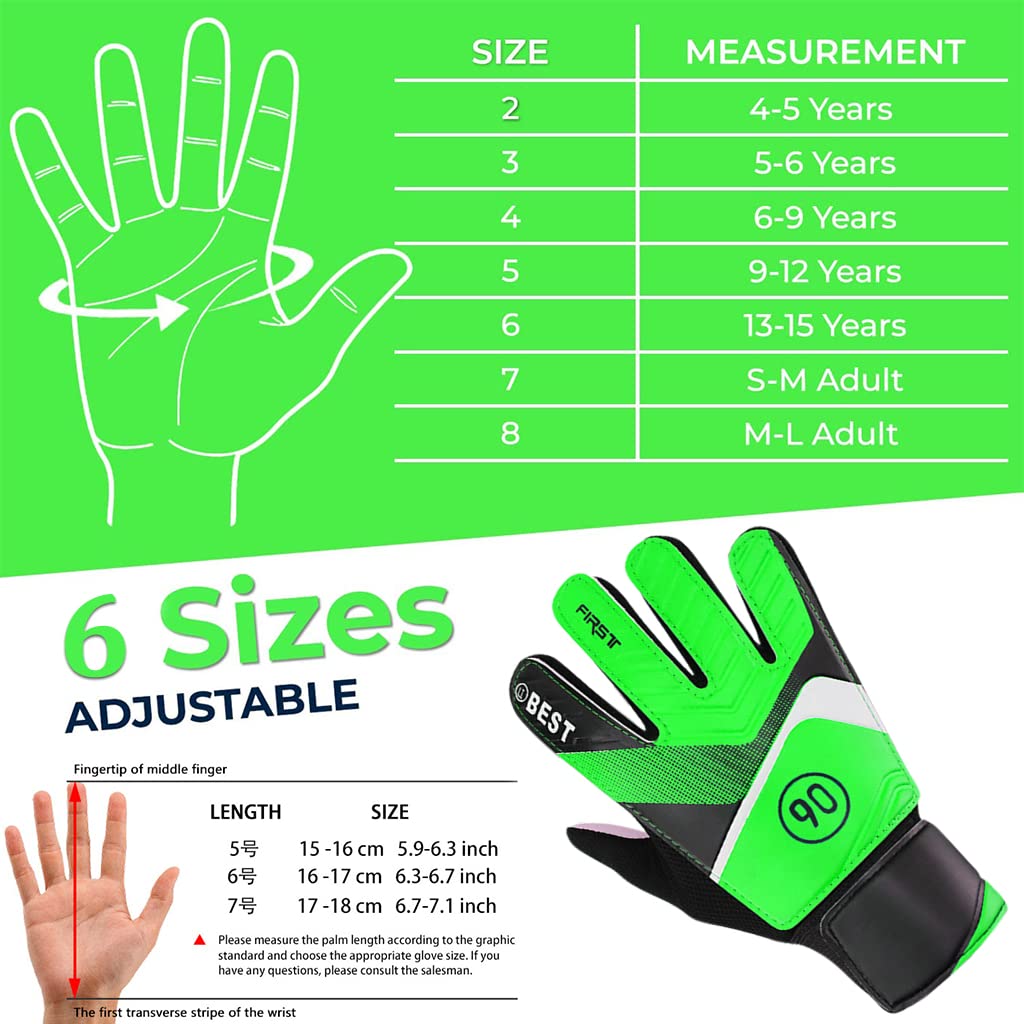 Proberos Goalkeeper Gloves for Football for Kids Teenagers, Practice Goalkeeper Synthetic Gloves, Give Splendid Protection and Comfort, Strong Grip Shockproof Non-Slip Goalkeeper Gloves for Youth(6#)