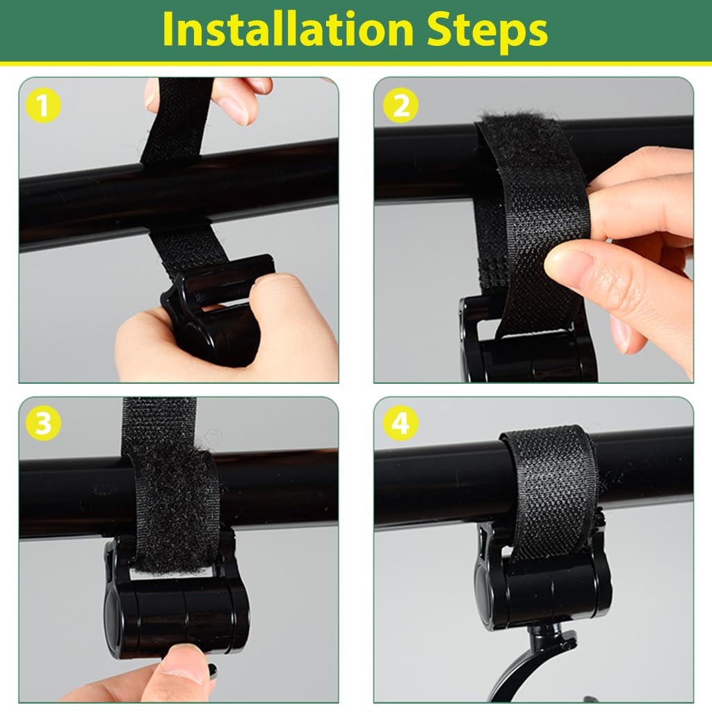 SNOWIE SOFT 2Pcs Hanging Hook for Stroller Hanging Hook 360° Rotatable Pram Clip with Adjustable Closure Design Versatile Hanging Hookfor Stroller, Bike, Pram, Pushchair, Electric Bicycle