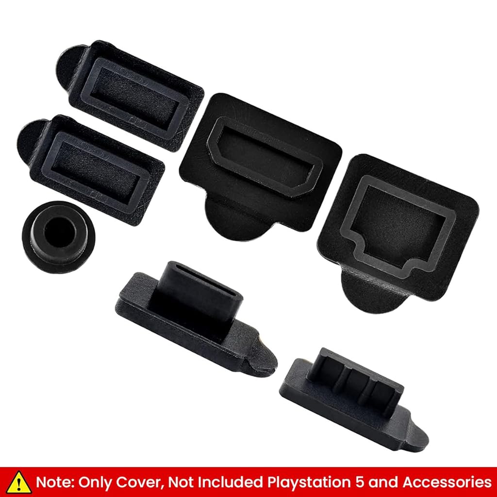 ZORBES Dust Plug for PS5, 9Pcs Dust Plug Kit for PS5/PS5 Slim Console, PS5 Silicone Dust Plugs Protector Antidust Cover Dustproof Plug for Playstation 5 Disk/Digital Console PS5 Slim Game Console Accessories