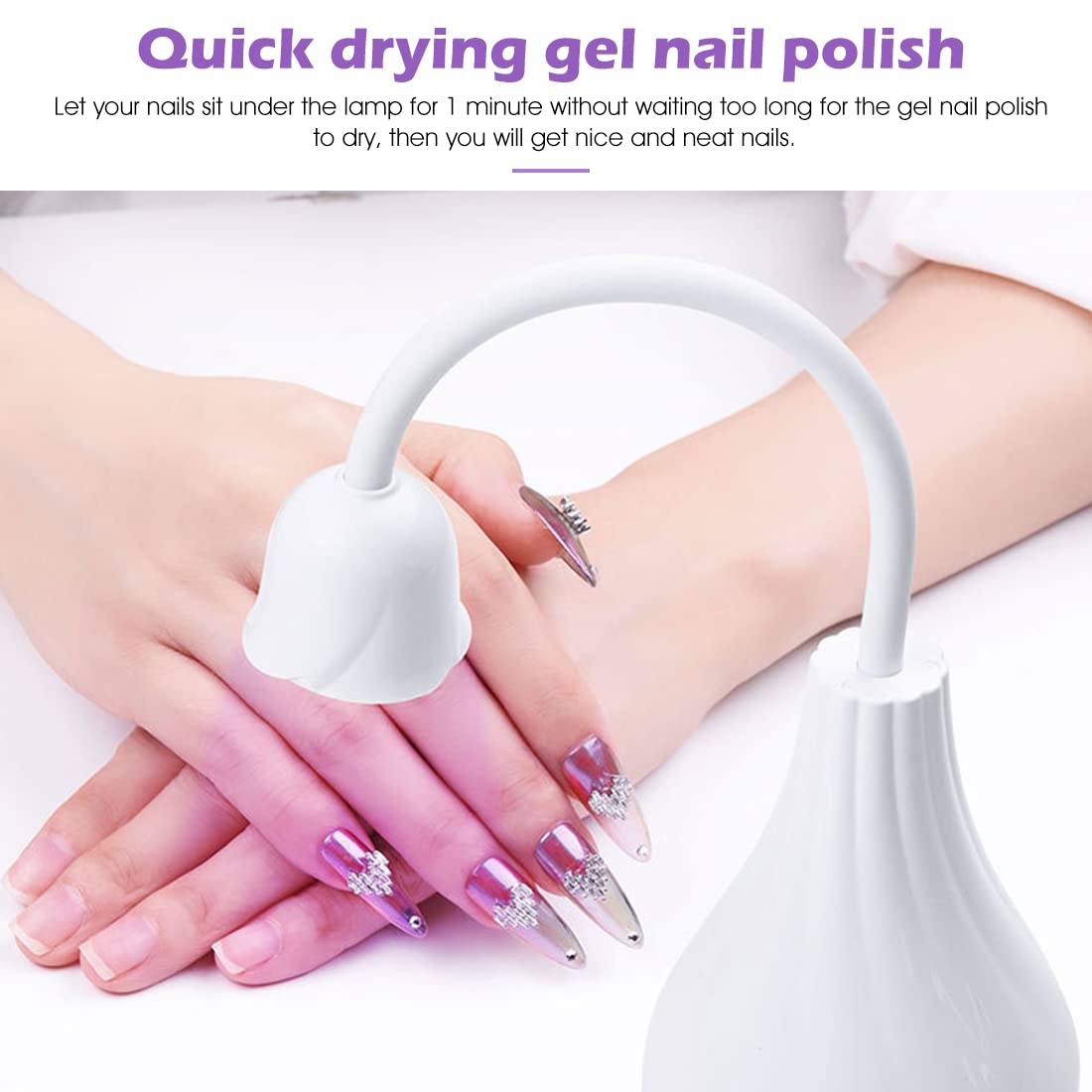 MAYCREATE Portable USB UV LED Nail Lamp,18W Gel Nail Polish Dryer Light,6 LED Lamp Beads,Quick Dry Your Gel Nail Polish,Flexible Lamp Neck For Women