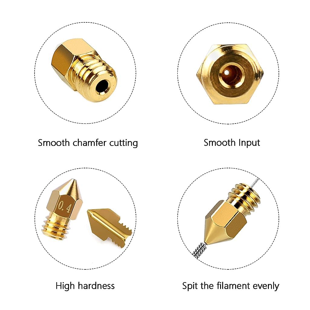 Serplex 25Pcs 0.4mm MK8 Nozzles 3D Printer Extruder Nozzles 3D Printer Brass Hotend Nozzles with Box for Creality Ender 3/Ender 3 Pro/Ender 3 Max/Ender 5 Pro/Ender 3 S1/Ender 3 Neo/CR 10 Series