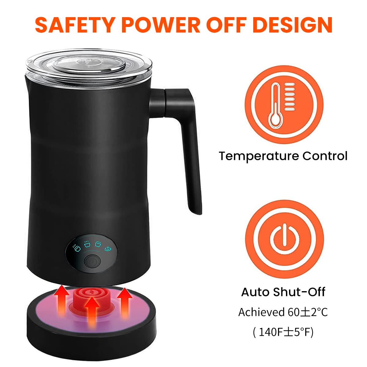 Supvox Electric Milk Frother for Coffee 350ML 4 in 1 Coffee Machine with Milk Frother Electric Foam Maker 400W Automatic Milk Shaker Mixer Machine Hot & Cold Frothing Milk Heater Electric Foamer