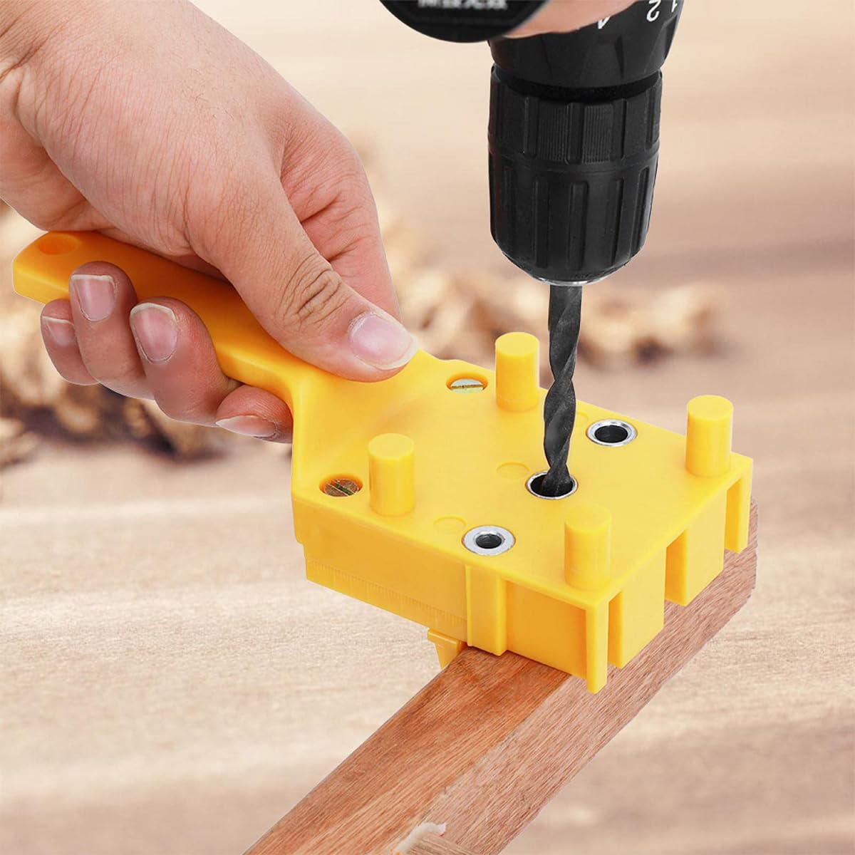 Serplex 8Pcs Hole Drilling Locator Tool Set Includes 3 Dril Bits, Drilling Bushings Self Centering Doweling Jig Hole Drilling Locator Tool with Handle Multi Hole Drilling Locator Tool for Wooden Work