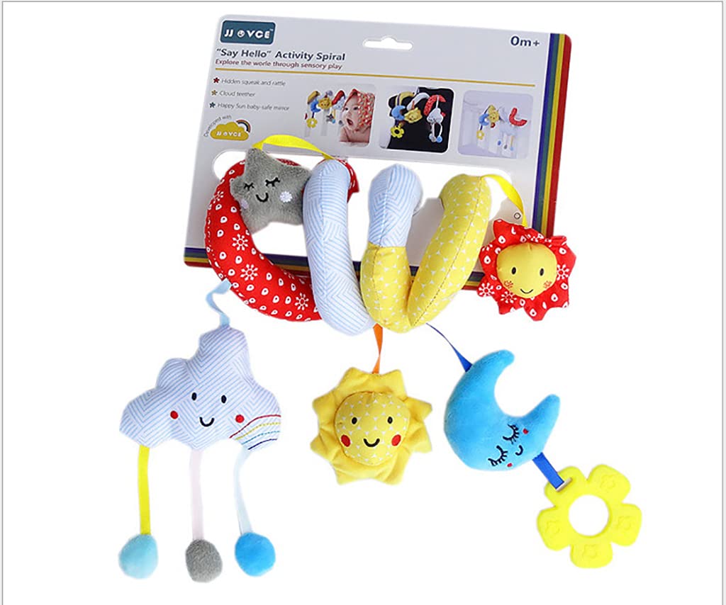SNOWIE SOFT Activity Spiral Stroller, Bed Hanging, Baby Car Seat Pram Toy with Mirror for 0 to 12 Months Baby Boys and Baby Girls (Stars, Multicolour)