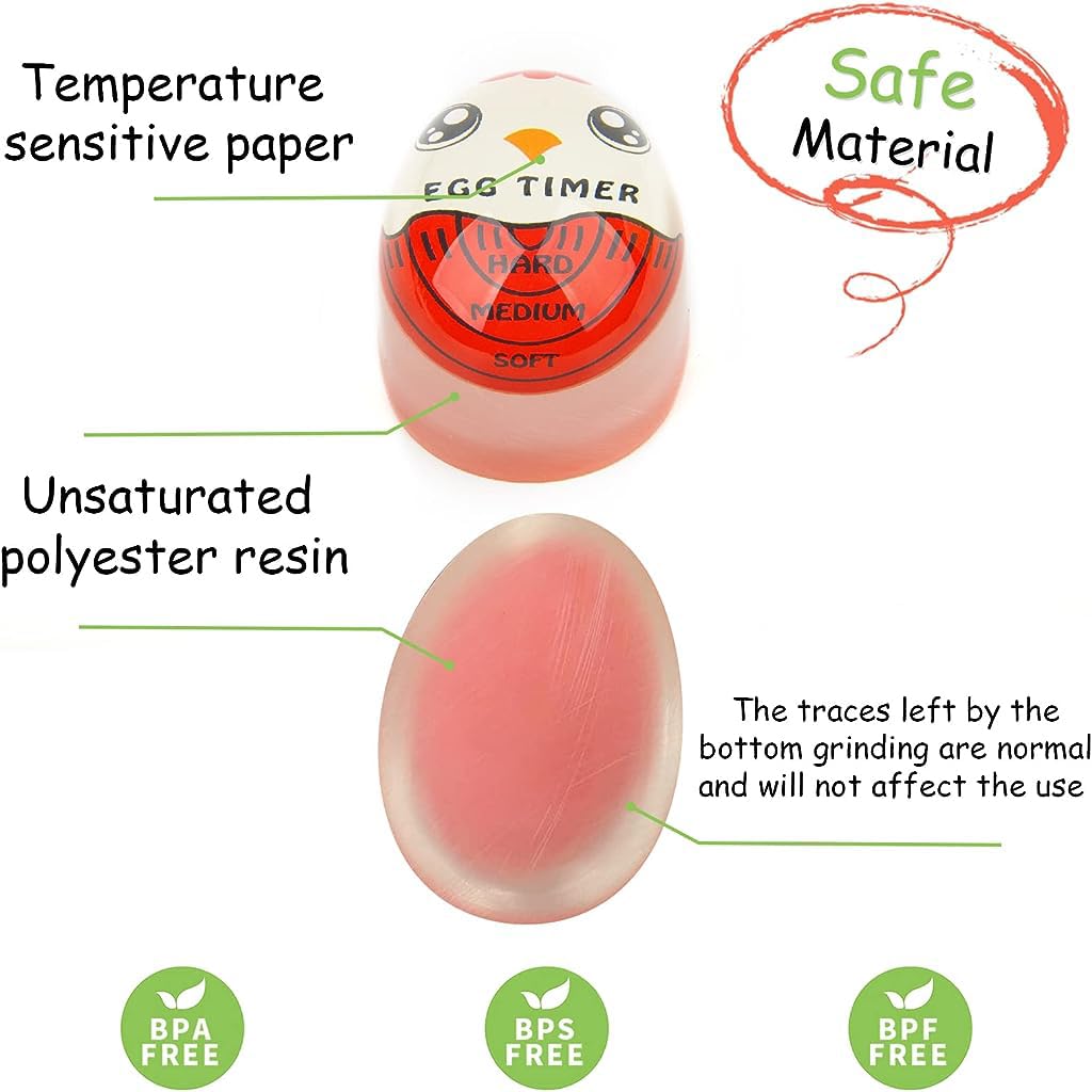 HASTHIP Kitchen Time Egg Timer for Boiling Eggs Heat Resistant Egg Timer Safe Color Changing Egg Timer Indicate Doneness Levels, Soft-Boiled, Medium-Boiled, and Hard-Boiled