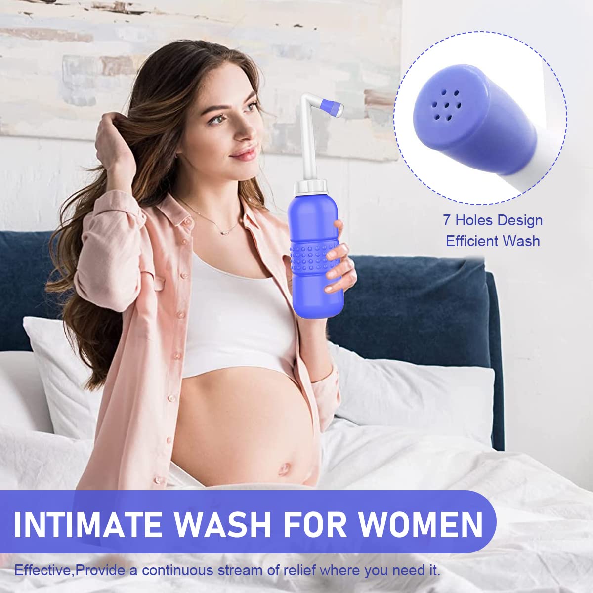 Supvox 450ML Portable Bidet Jet Spray for Toilet, Peri Bottle for Postpartum Care 2 Nozzle Strong Spray, Travel Bidet for Toilet With Upgrate Longer Bottle Rod For Personal Wash, Travel Essentials