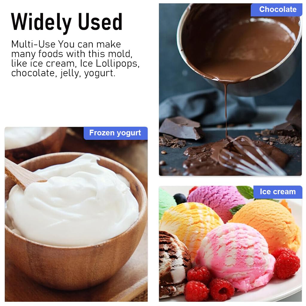 HASTHIP Cartoon Ice Cream Mould BPA-free Food Grade Silicone Ice Cream Moulds for Freezer, Frozen Fruit Purees DIY Ice Cream Kids Food Ice Cube Mould Silicone Moulds Chocolate Moulds