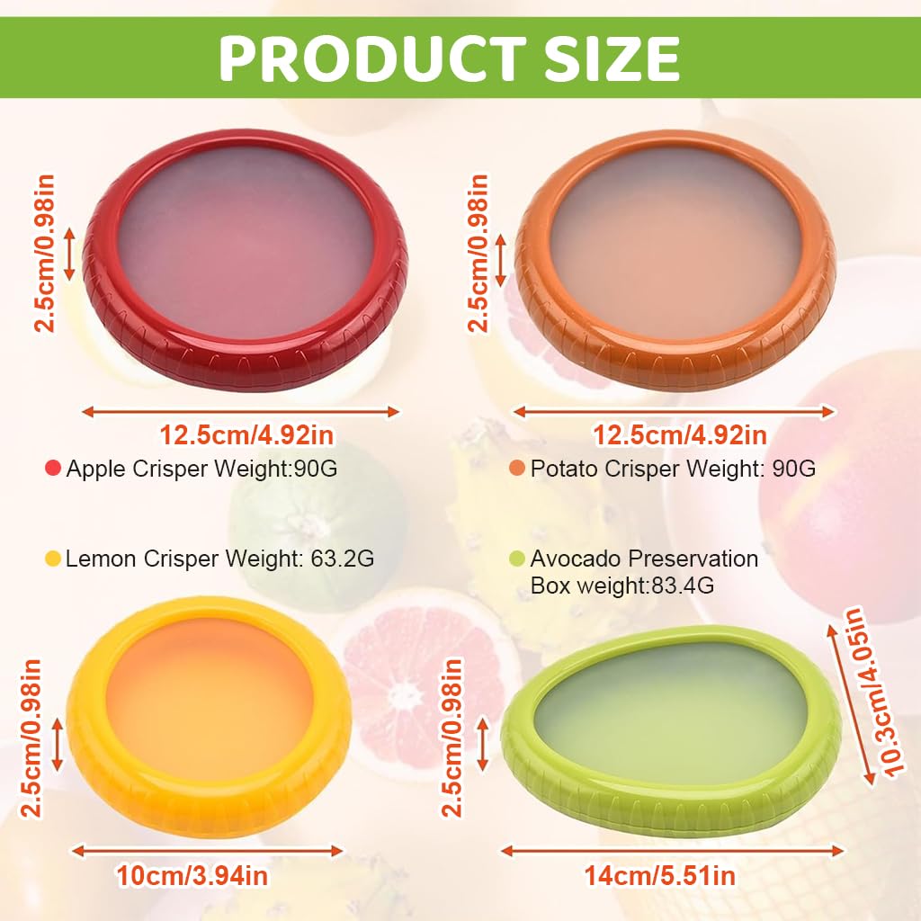 HASTHIP 4Pcs Fresh Onion Storage Containers 3.9 Inches Flexible Silicone Kitchen Fresh Food Containers for Onion, Garic, Lime, Ingredient Fresh Box Reduce Waste Kitchen Fresh Food Container