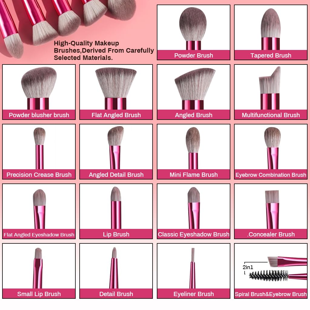 MAYCREATE Makeup Brush Set Professional 18PCS with Holder Brush Sets in Makeup with Ultra Soft Bristles Premium Makeup Brushes Kit for Beginners Makeup Artists Students (Rose)