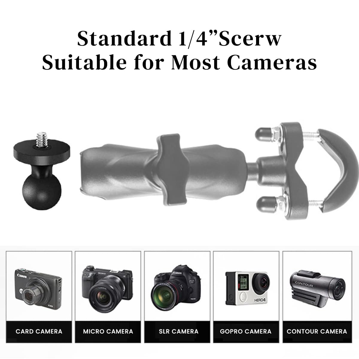 STHIRA Bike Camera Holder, Screw Fixed, Rotatable, Durable Aluminium Alloy Action Camera Mount Universal Fit for GoPro, DV, 19-33mm Handlebars, Secure, Adjustable Viewing Angles Bicycle Accessories