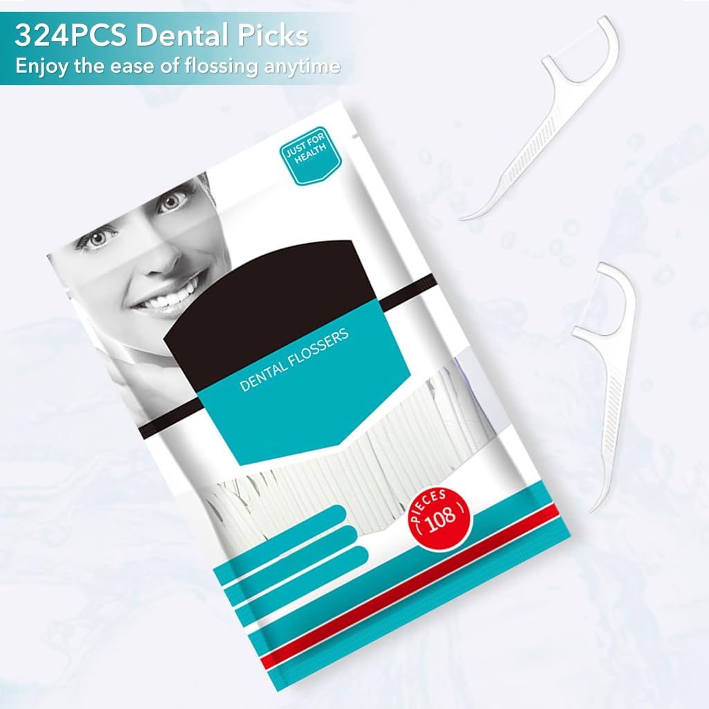 HANNEA 324pcs Dental Picks Teeth Cleaning Picks Dental-Floss Oral Hygiene Dual Head Dental-Floss Disposable Travel Dental-Floss