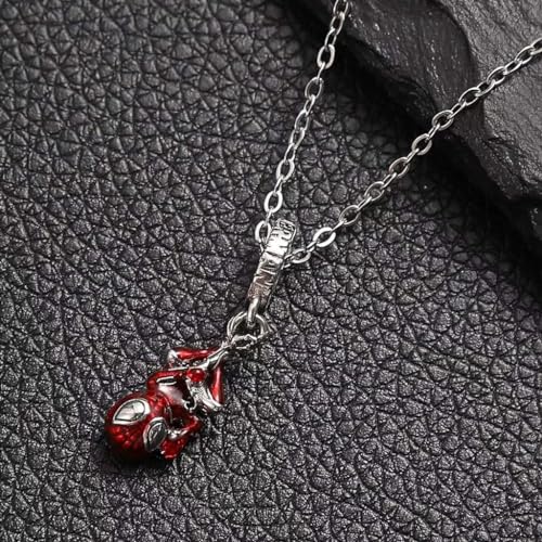 Venzina Spiderman Necklace for Boys and Men Red Spider Man Pendant Necklace Stainless Steels Cable Chain Jewellery Accessories Birthday Gift for Boys, Girls, Men, Women