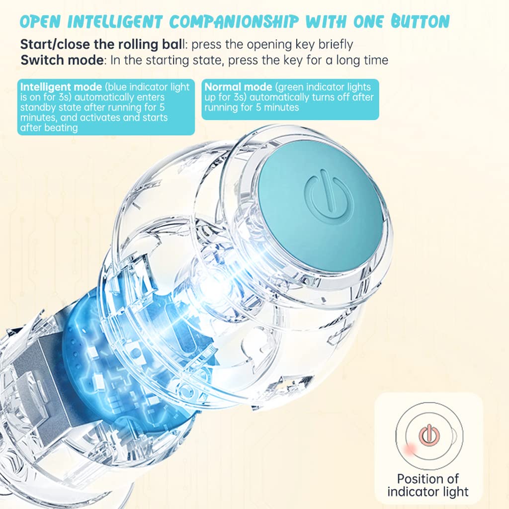 Qpets Smart LED 360° Rotating Cat Toy Ball, Interactive Cat Toys Rechargeable Rotating Ball with LED, Cat Chasing Toy Automatic Rotating Smart Obstacle Avoiding Cat Chasing Toy