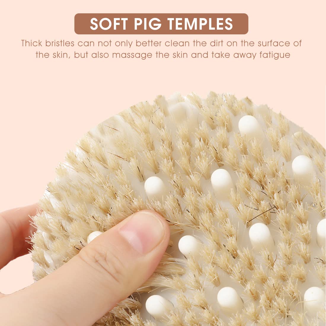 MAYCREATE Body Massage Brush for Bathing,Bath Body Scrubber Wet or Dry Body Brush Natural Bristles with Massage, Nodules Reducing Cellulite Toxins and Lymphatic