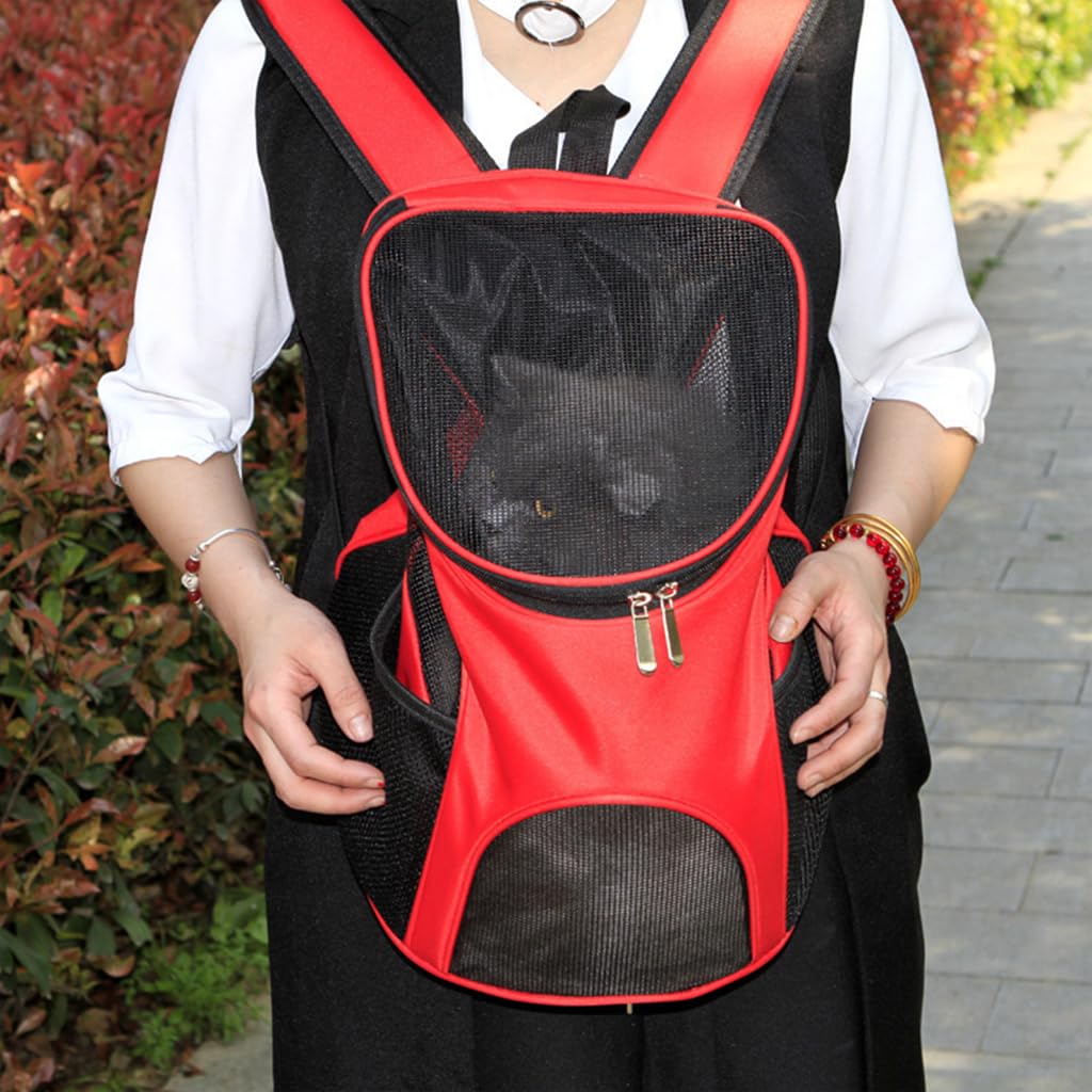 Qpets Cat Bag Cat Carrier Backpack Travel Cat Bag Carrier Backpack Breathable Nylon Mesh Cover Pet Carrier Backpack for Small Middle Cat, Puppy Kittens Within 15kg