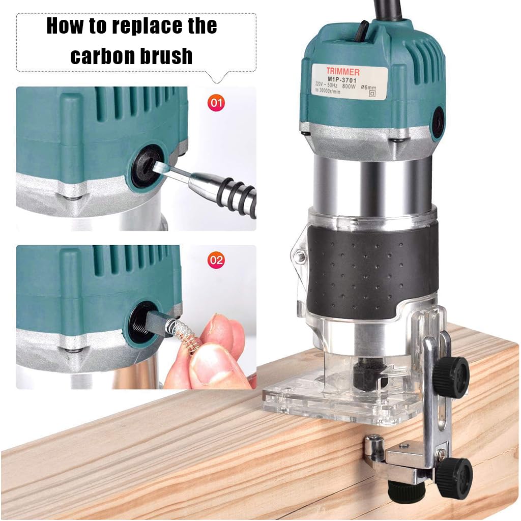 Serplex Electric Wooden Router 800W Electric Wooden Router Wood Trimmer 30000R/MIN Wood Router with Switch Anti-slip Handle Design Woodwork Router Tool for Sharping Edge, Trimming, Punching