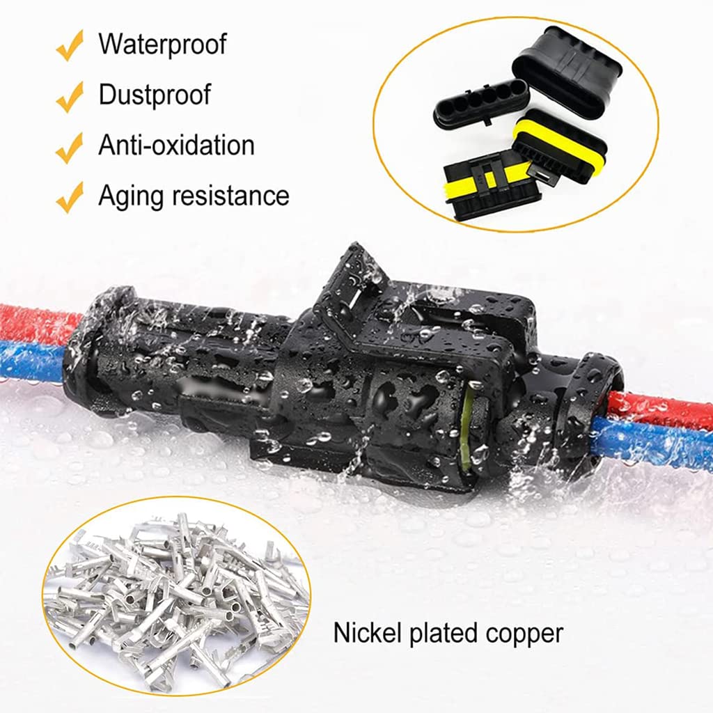 ZIBUYU 352pcs Waterproof Car Electrical Connector Terminals Automotive Electrical Wire Connector Plug Kit 1/2/3/4 Pin Connectors Male and Female