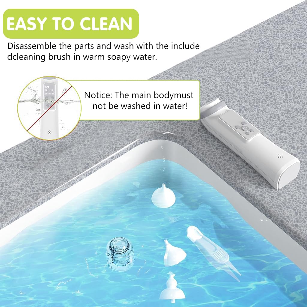 SNOWIE SOFT USB Nasal Aspirator for Baby with Light & Music, 5 Levels & 3 Tips, Electric Baby Nose Suction, Baby Nose Sucker Baby Mucus Remover Toddlers Nose Cleaner Electric Nasal Sucker (White)