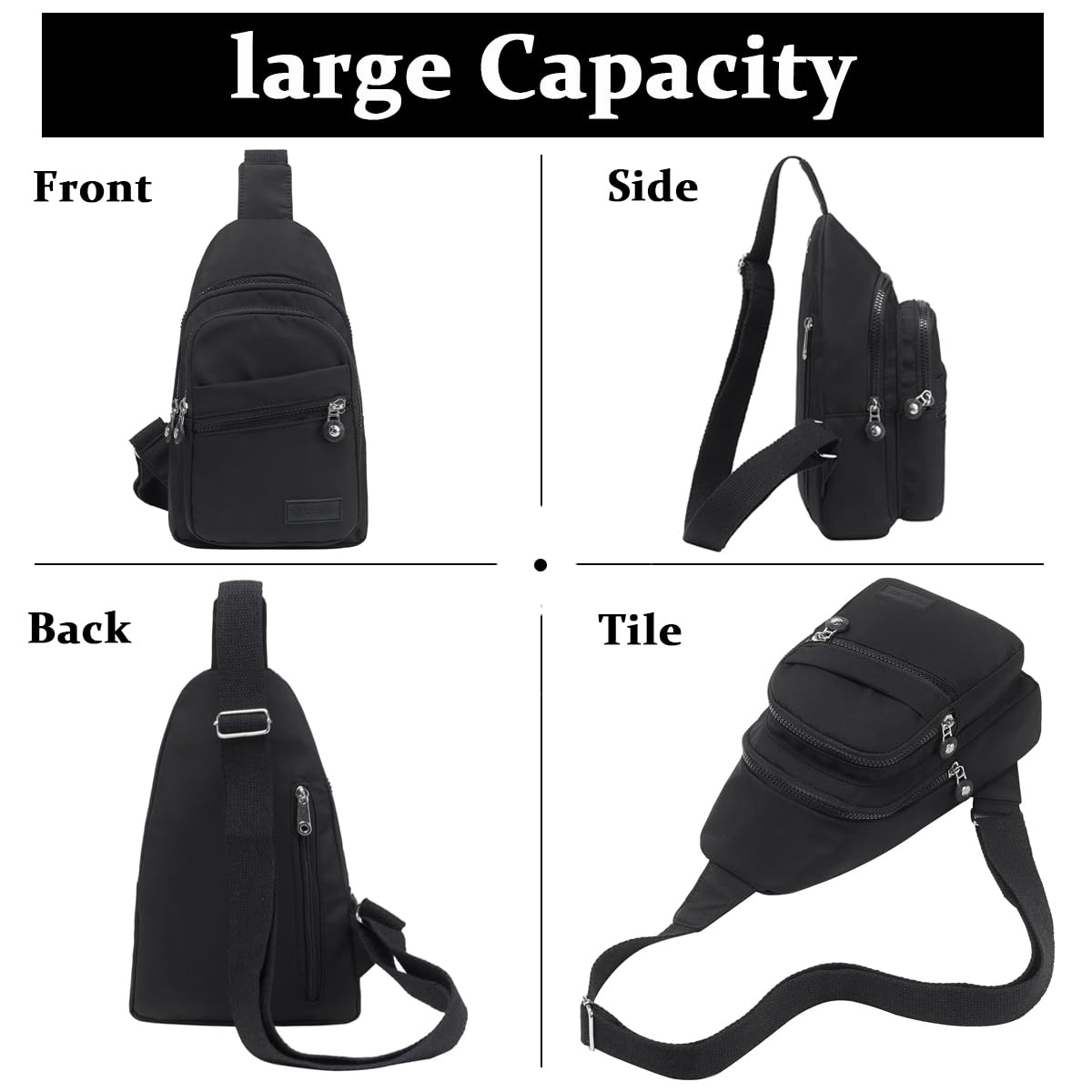 PALAY Shoulder Bag Crossbody Bag Unisex Nylon Crossbody Bag Multi Layer Travel Crossbody Bag for Working Shopping Hiking Travel