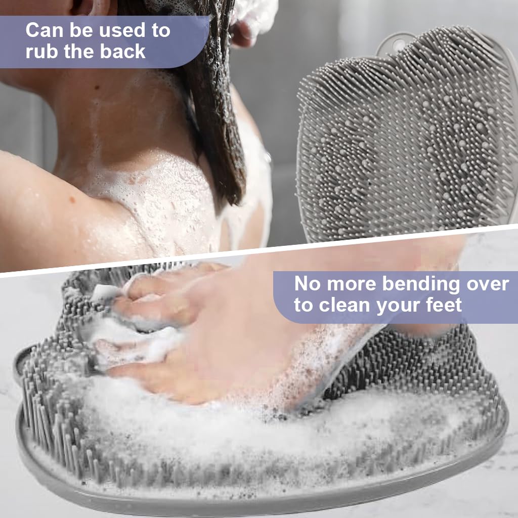 HANNEA Bathing Foot Scrubber PVC Foot Scrubber Foot Massager Pad Foot Scrubber for Dead Skin Exfoliation Soft Bristles Shower Scrubber, 26 x 22cm