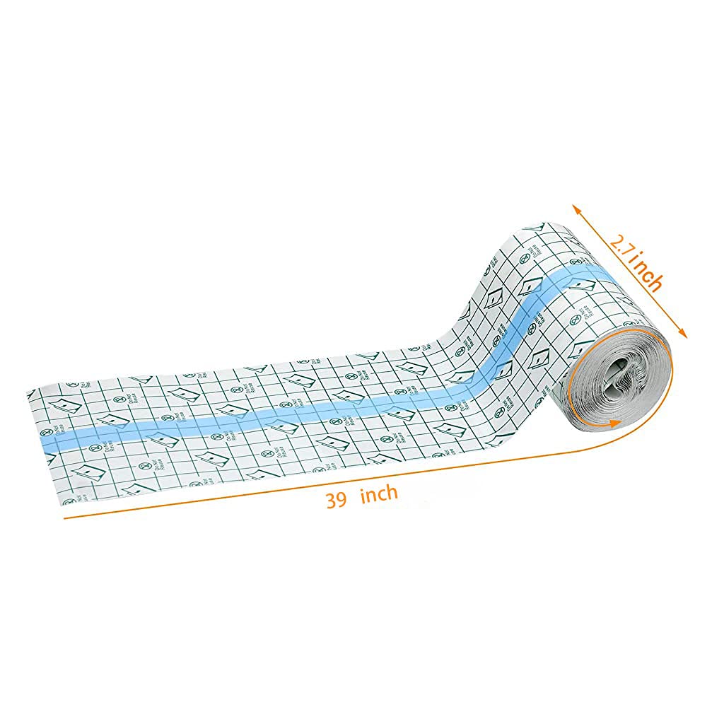 HANNEA Transparent Stretch Adhesive Bandage Waterproof Bandage Clear Adhesive Bandages Dressing Tape for Tattoos & Second Skin Healing Protection Supplies (2.7inch × 393inch) (7cm×10m)