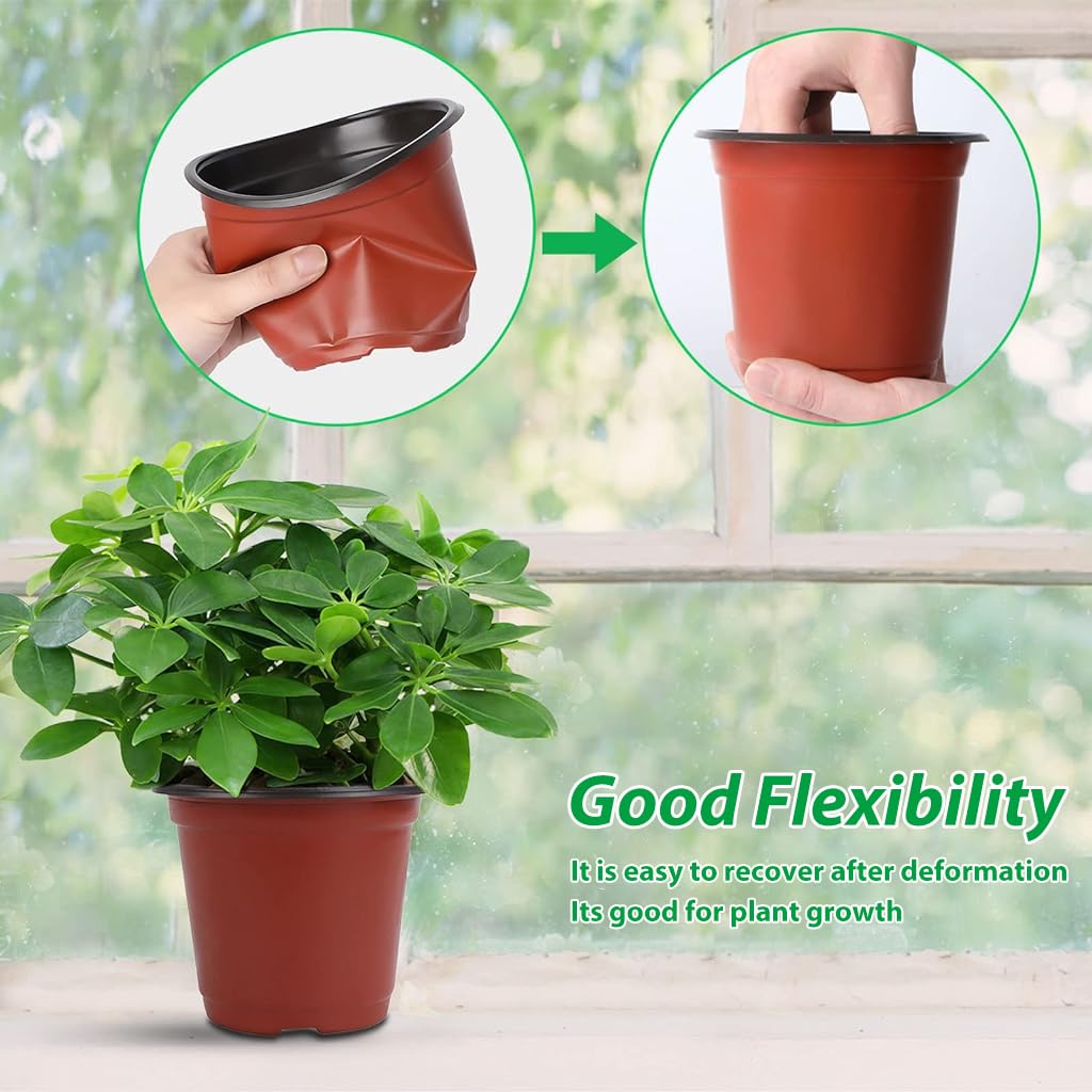HASTHIP 4.72 Inches Flower Pot 50pcs Plant Pot with Draining Holes Seed Nurserying Pot Plastic Flower Pot Plant Pot