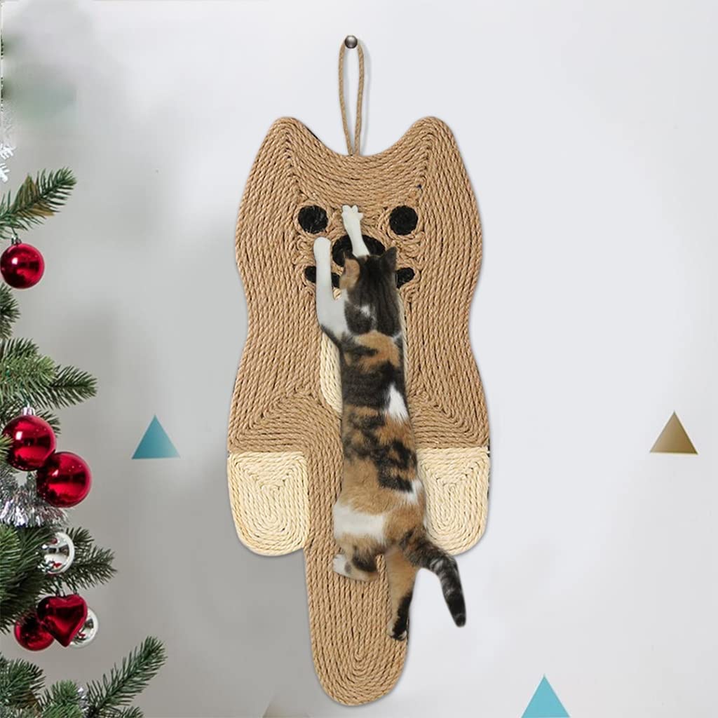 Qpets Creative Cat Scratcher Mat,21.3''*9'',Natural Sisal Cat Scratch Mat,Non-Slip Cat Scratching Mat,Cats Floor Scratching Pad,No More Scratches on Sofa