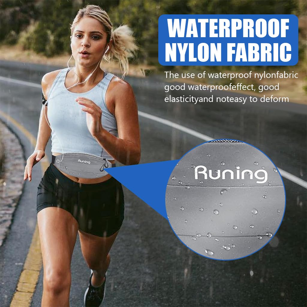 Proberos Jogging Belt Bag Waist Pack Sweatproof Running Bag Double Layer Zipper Pouch Lightweight Jogging Belt Bag Adjustable Elastic Nylon Belt Design Outdoor Belt Bag for Running, Jogging, Fitness