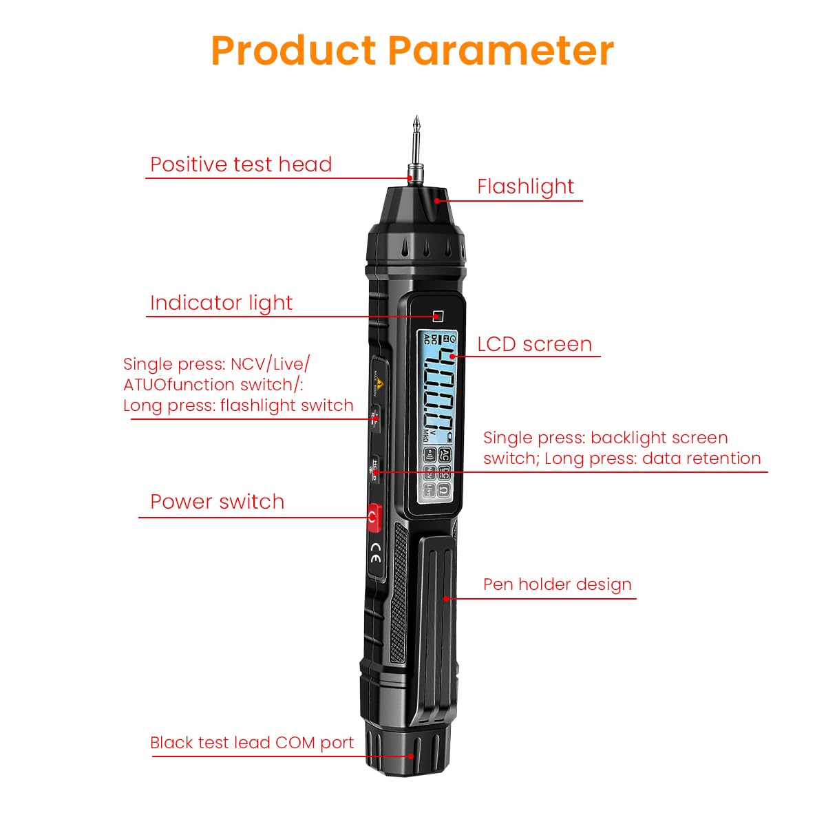 Serplex Digital Multimeter Non Contact Voltage Tester Multi Meter Digital 4000 Count AC/DC Voltage Tester, Current Meter, Non-Contact Voltmeter Sensor, Live Wire Detection, Resistance