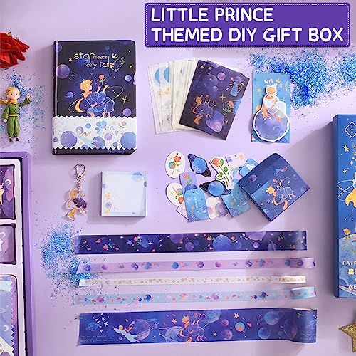 HASTHIP Little Prince Journal Supplies Scrapbook Gift Box, Journaling Kit Journal Supplies, Inlude Notebook, Sticker, Material Paper, Washi Tape Kit, Little Prince Scrapbook Kit for Journal