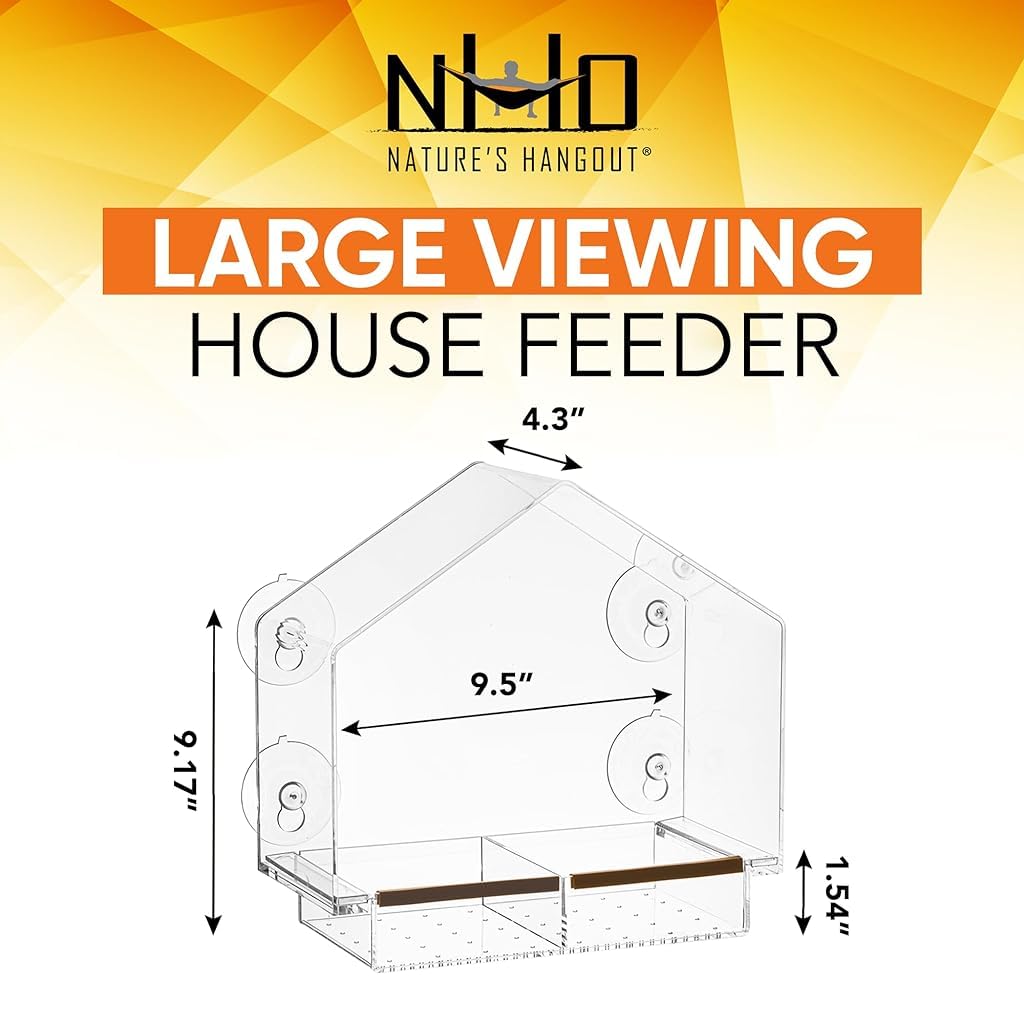 HASTHIP Bird Feeders with Strong Suction Cups, Acrylic Window Bird Feeder for Outside, Transparent Bird House, Balcony Glass Mount for Kids & Elderly Viewing Clear Bird Feeder (21.5x20.5x10cm)