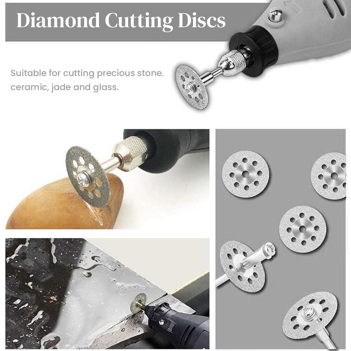 Serplex 129Pcs Cutting Wheel Set for Rotary Tool, HSS Cutting Wheels 6Pcs Diamond Cutting Discs 10 Pcs and Resin Circular Saw Blades 30Pcs with 1/8