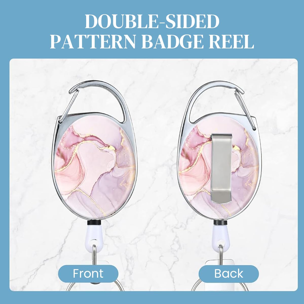 HASTHIP Women Keychain with Retractable Badge Holder, Retractable Badge Reel Holder Fashion Anti-lost Keychain Badge Holder Keychain 24