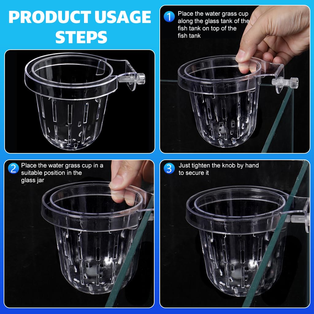 Qpets Hydroponic Plant Pot for Open Fish Tank Fixed Wall Hanging Fish Tank Hydroponic Plant Pot Hydroponic Plant Basket PC Transparent Hydroponic Plant Basket for All Open Fish Tanks