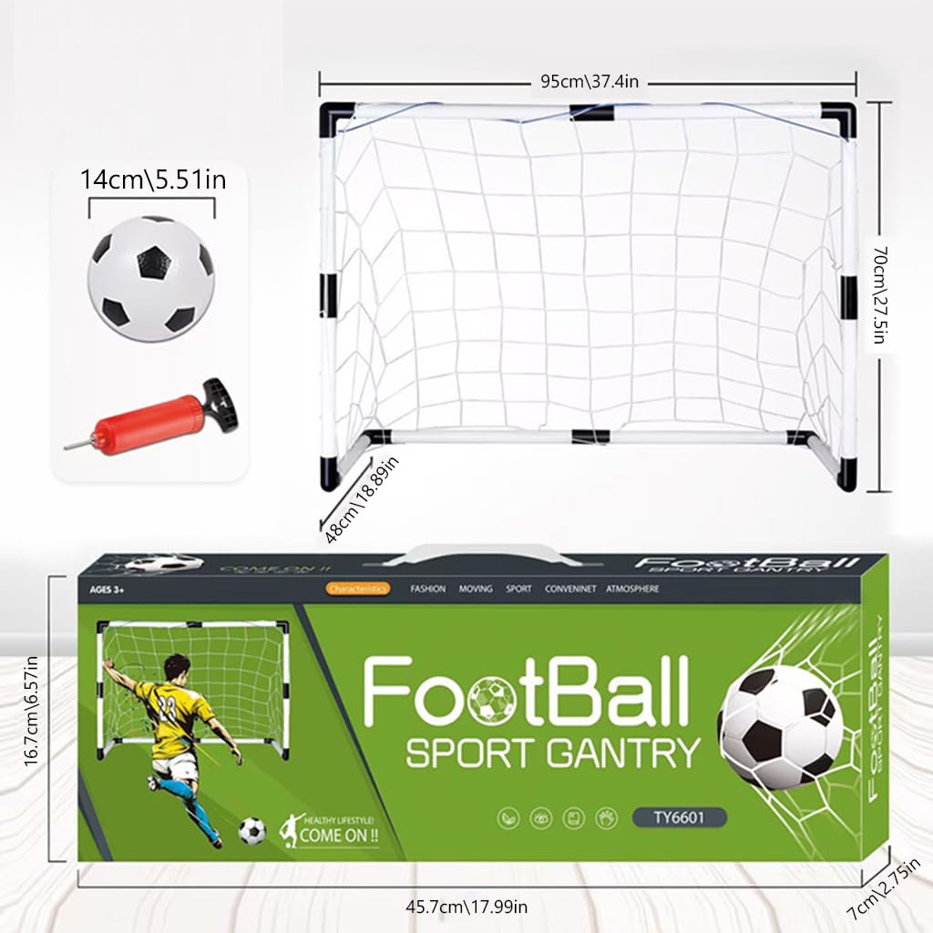 Proberos Mini Football Goal for Kids with Pump and Ball Set Toddler Football Goal Net Kids Goal Post Weather Resistant Sturdy PVC Easy Assembly Indoor
