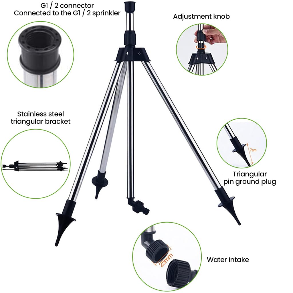 HASTHIP Garden Sprinker with Tripod for Garden Agriculture Watering, 360° Rotating Irrigation Sprinkler for Plants Watering, Gardening Watering Systems, Coverage 10m in Diameter