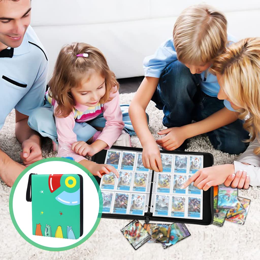PATPAT Poke-mon Binder, Big Size Trading Cards Album for 720 Poke-mon Cards Cartoon Prints Zipper Bag Trading Card Binder Poke-mon Cards Collection Bag Game Cards Binder Gift for Kids Boys Girls