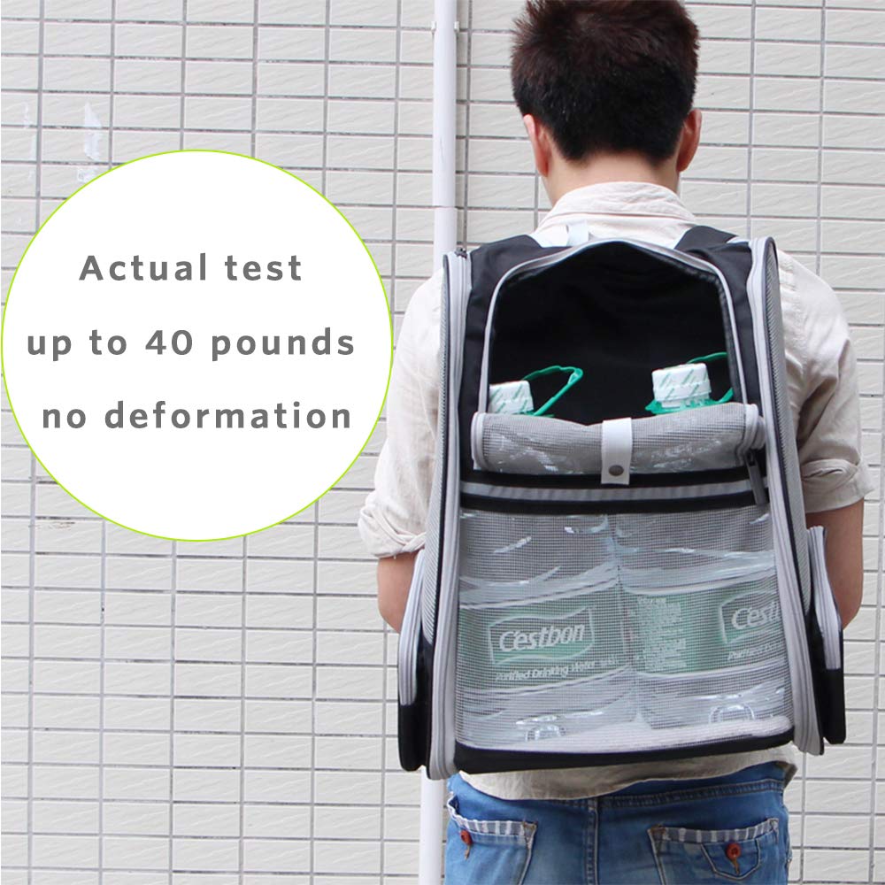 Qpets Breathable Design Cat Bag Carrier Backpack for Hot Weather, Expandable Cat Dogs Cage, Cat Bag, Backpack Design Pet Travel Carrier Pet Case for Small Pets (Grey)