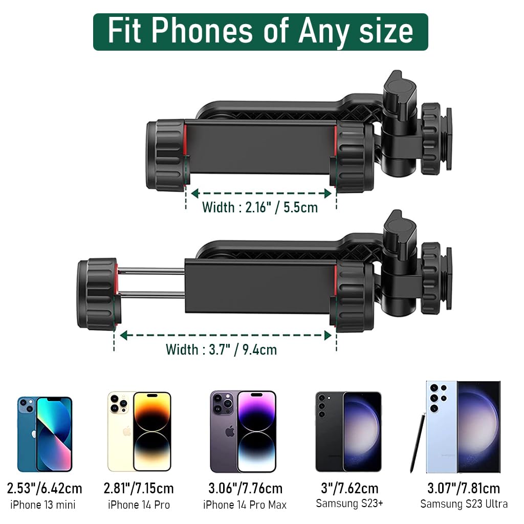 ZORBES Phone Mount for Tripod Stand, Smartphone Mount Adapter for Tripod Stand Retractable Phone Holder 360° Rotates and 180° Tilts Angle Universal 1/4