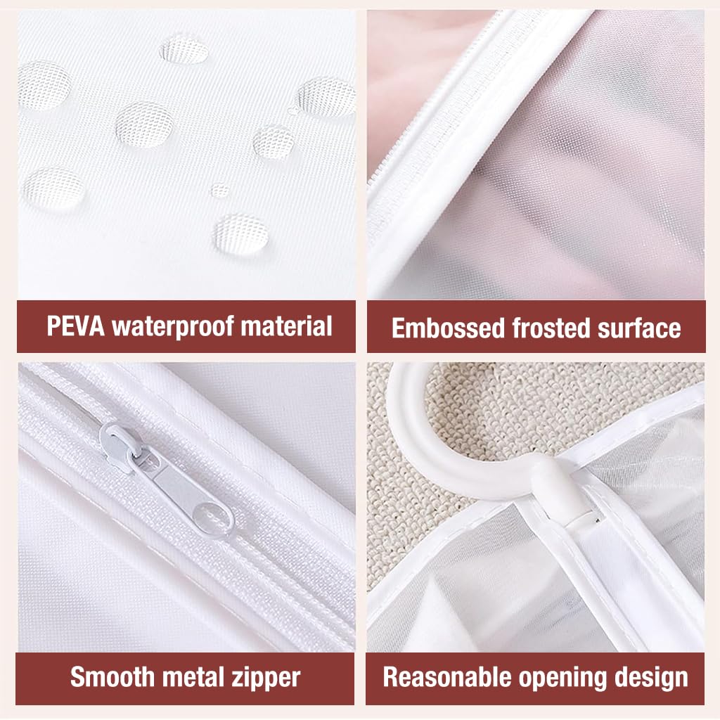 HASTHIP 5Pcs Garment Bag Wardrobe Hanging Garment Bag, PEVA Transparent Dustproof Garment Cover Zip-up Garment Bag for Suit, Coat, Tuxedos, Coats, Blazer, Jacket, 60x100cm