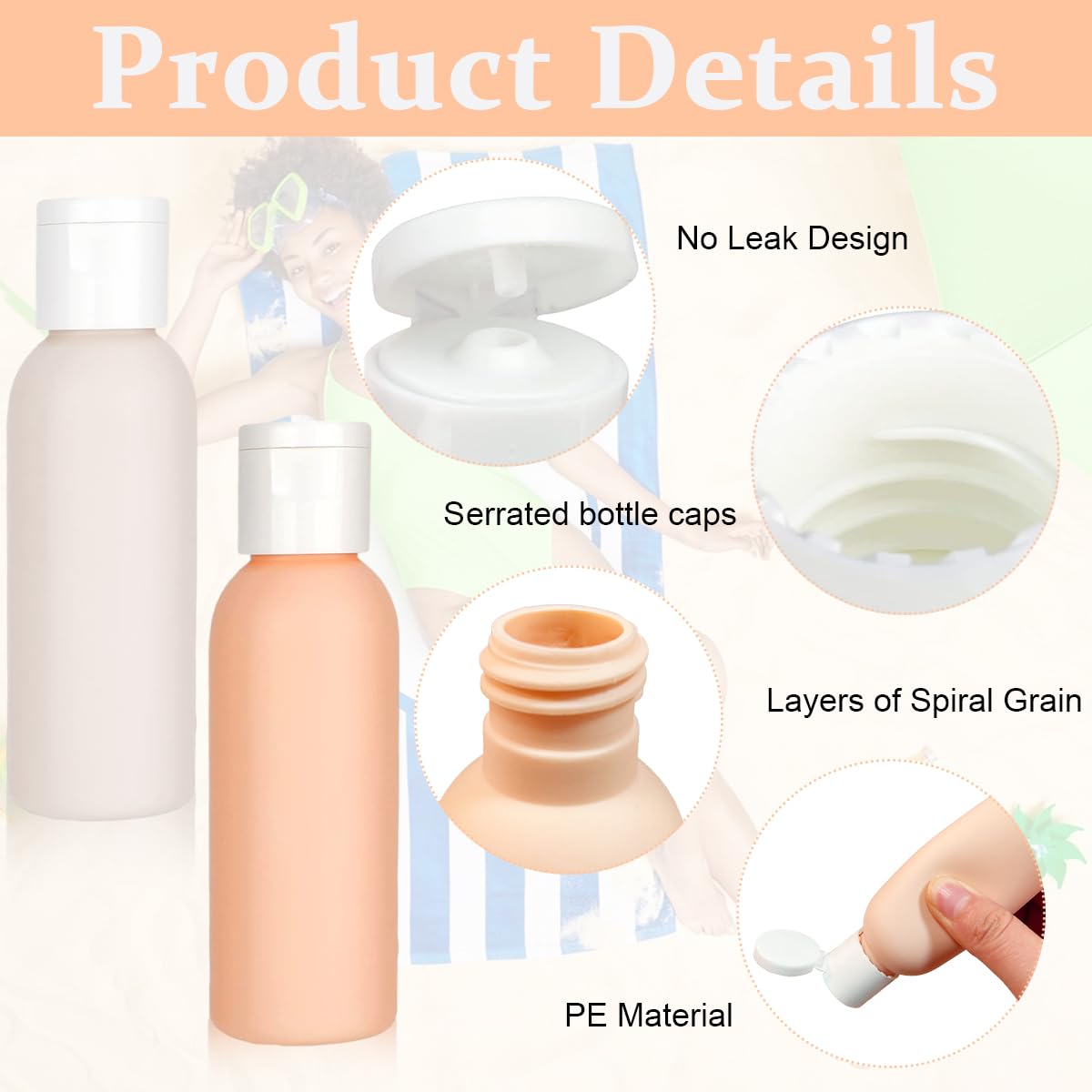 MAYCREATE 4pcs 60ml Travel Bottles for Toiletries, Refillable PE Travel Containers with Lid, Lotion Jars Travel Shampoo Dispenser Travel Bottle for Cream, Toiletries, Gel, Hand Sanitizer